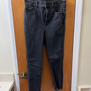 Black Express Jeans with Ripped Bottoms, Size 10R